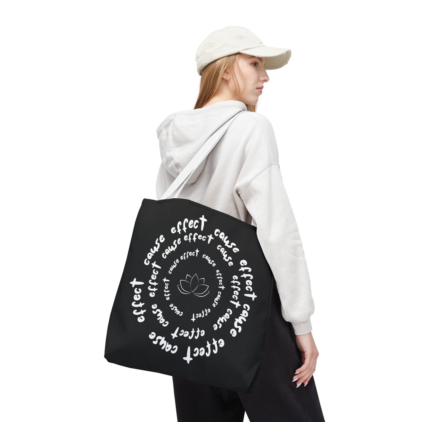 Karma Cause and Effect Tote Bag, Black