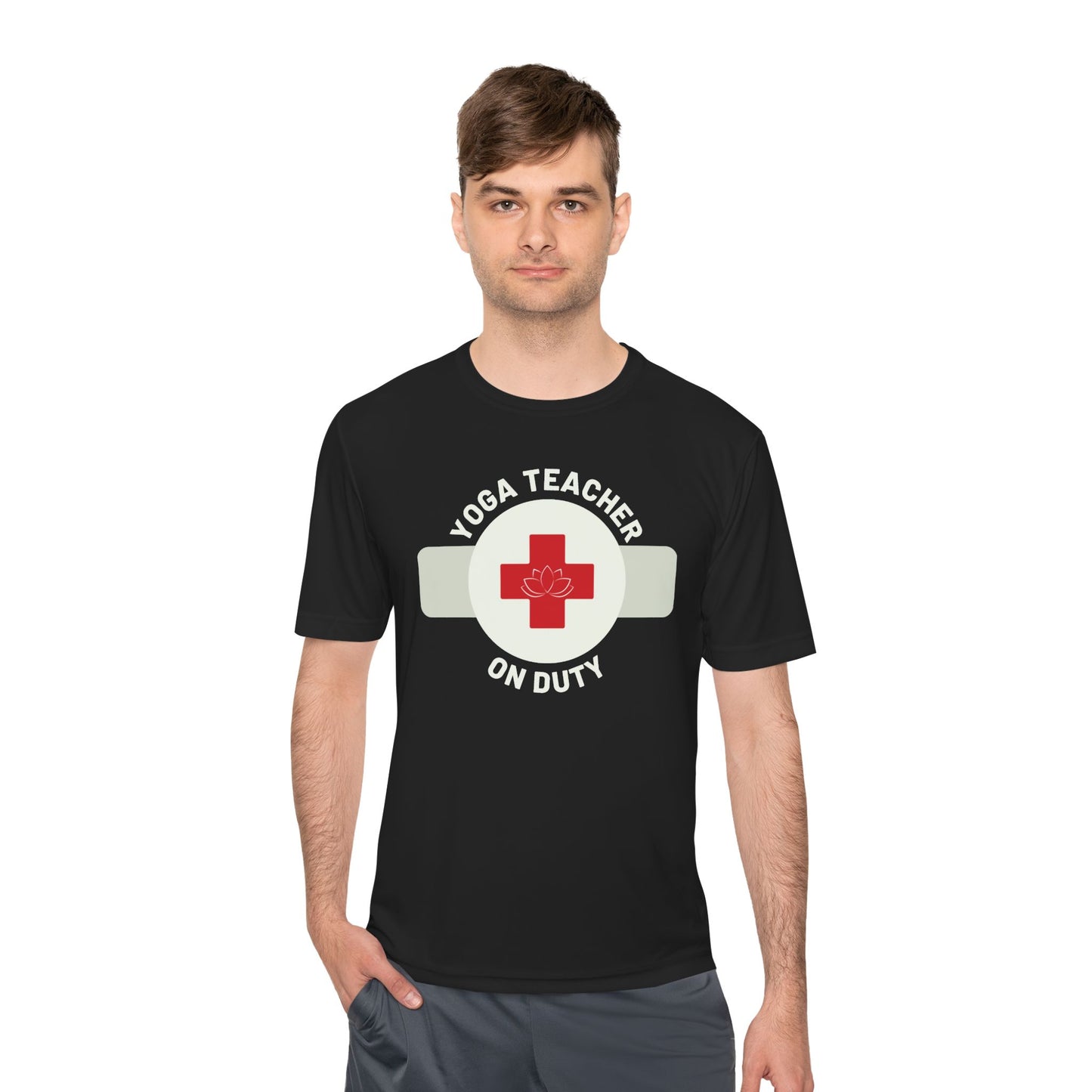 Yoga Teacher On Duty Athletic Moisture Wicking T Shirt, Men