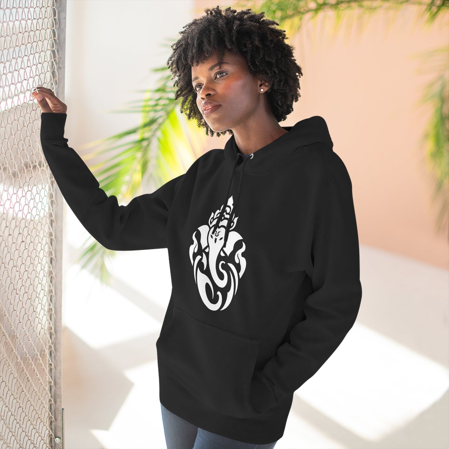Ganesha Sweatshirt Fleece Hoodie Heather Grey, Women