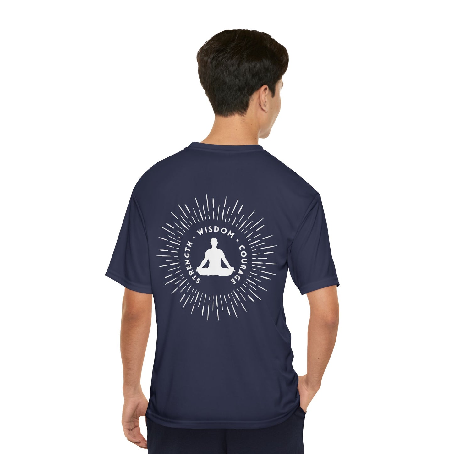 Strength, Wisdom, & Courage Performance T-Shirt Navy, Men