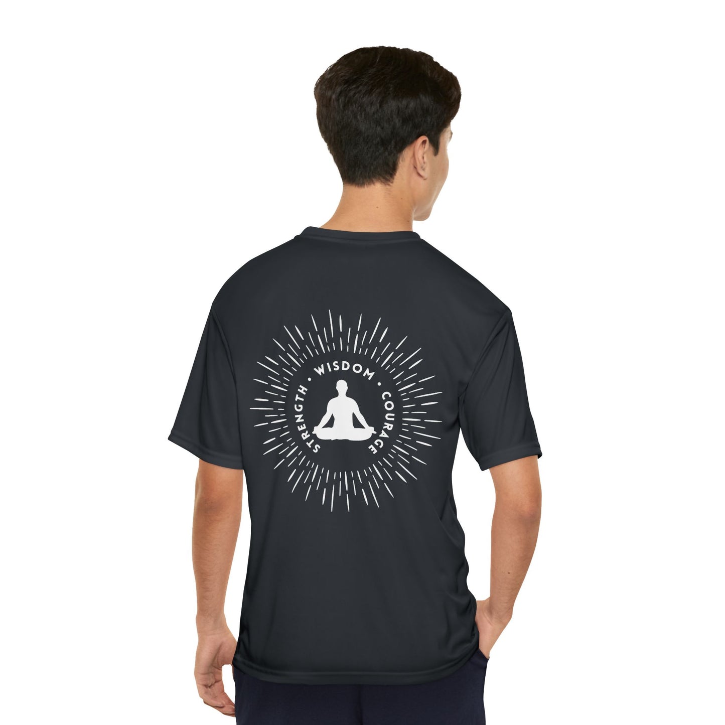 Strength, Wisdom, & Courage Performance T-Shirt Navy, Men