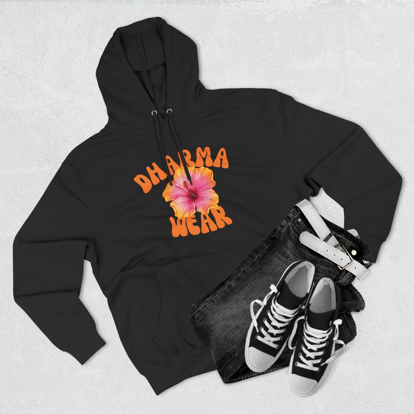 Hibiscus Flower Sweatshirt Fleece Hoodie White, Women