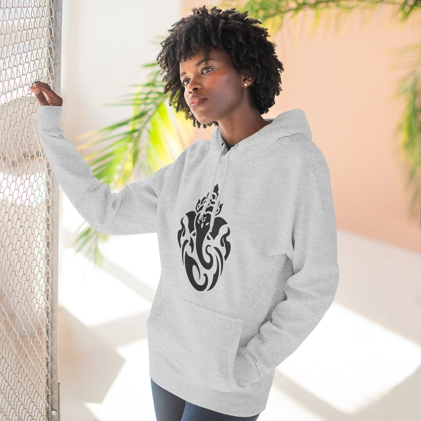 Ganesha Sweatshirt Fleece Hoodie Oatmeal Heather, Women