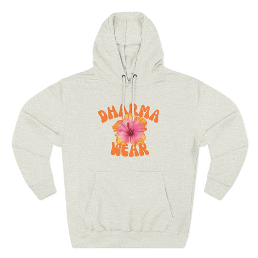 Hibiscus Flower Sweatshirt Fleece Hoodie Oatmeal Heather, Women