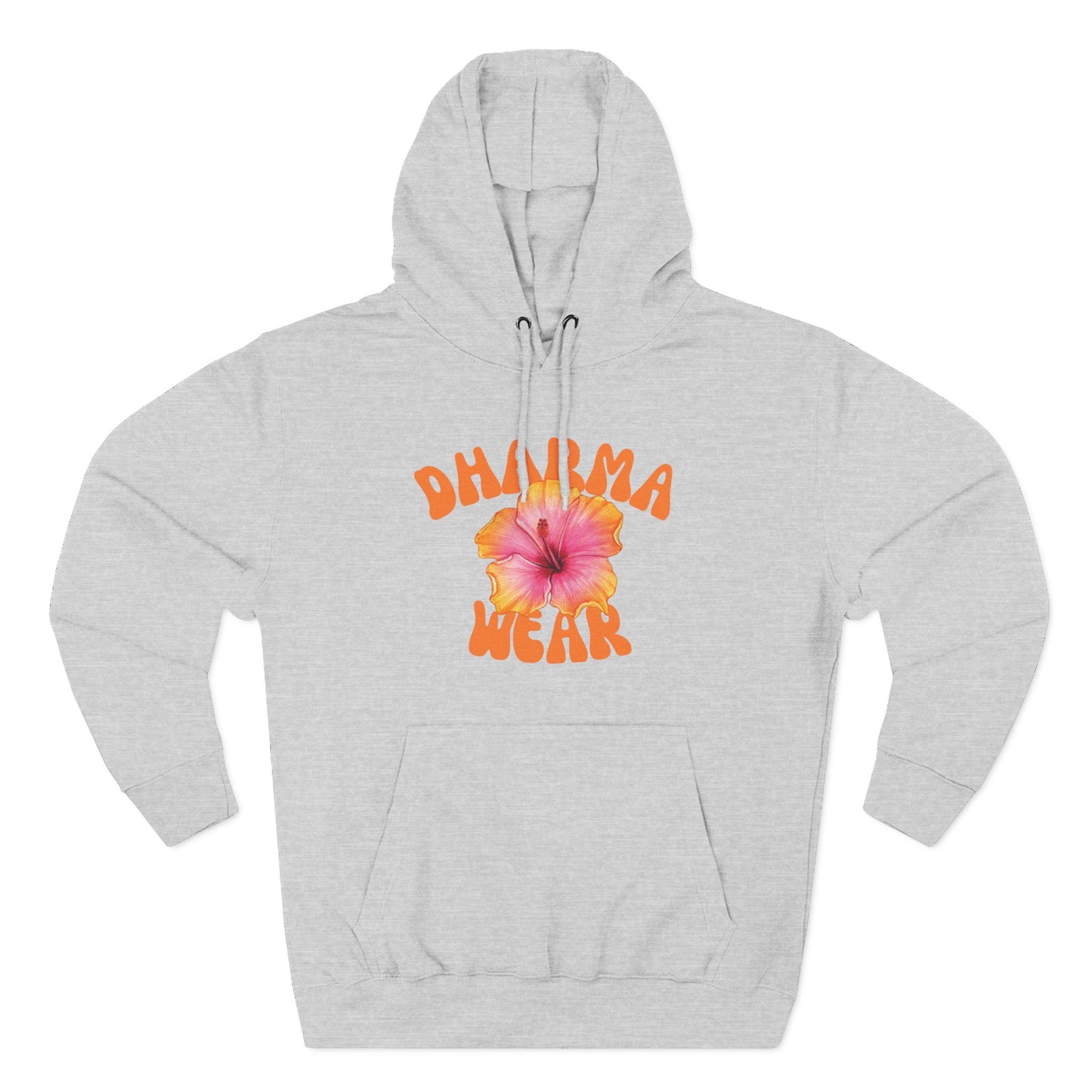 Hibiscus Flower Sweatshirt Fleece Hoodie Charcoal Heather, Women