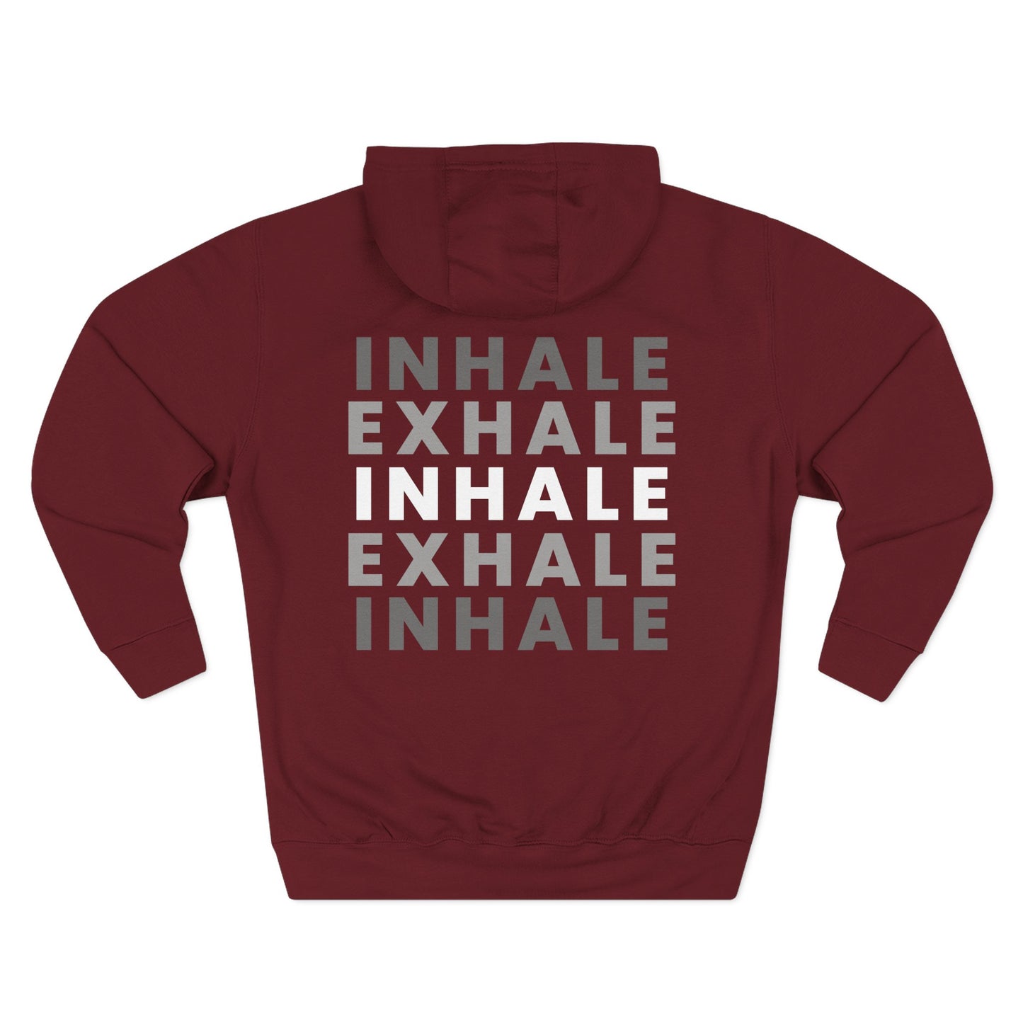 Inhale Exhale Sweatshirt Fleece Hoodie Burgundy, Women