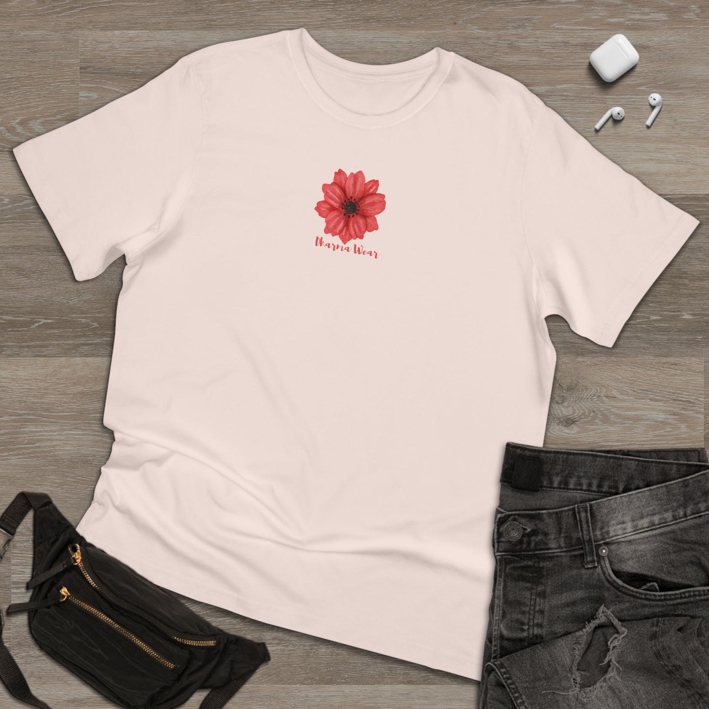 Buttercup Pink Flower Print T-shirt Heather Grey, Women