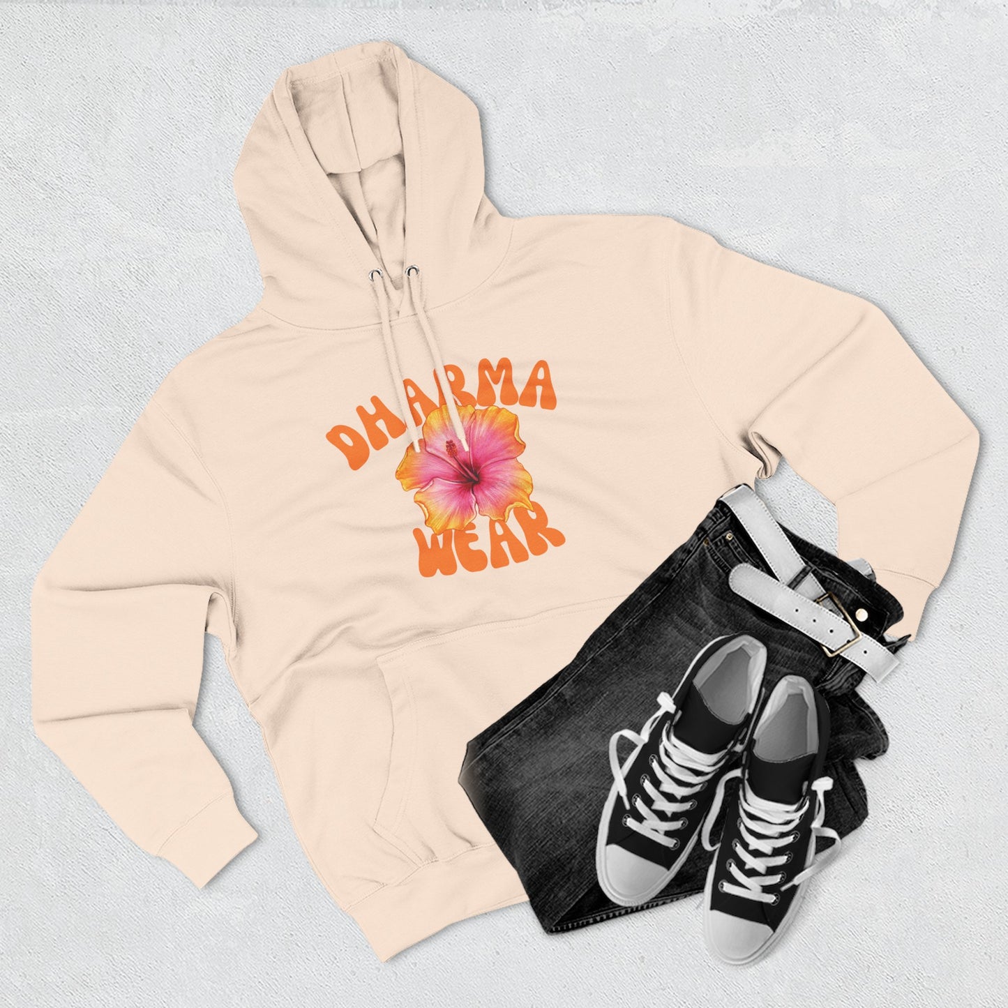 Hibiscus Flower Sweatshirt Fleece Hoodie White, Women