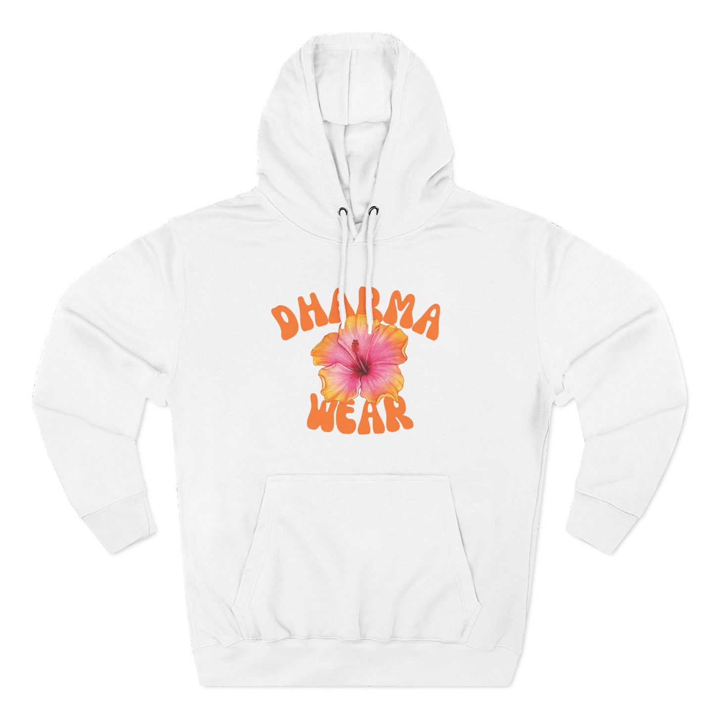 Hibiscus Flower Sweatshirt Fleece Hoodie White, Women