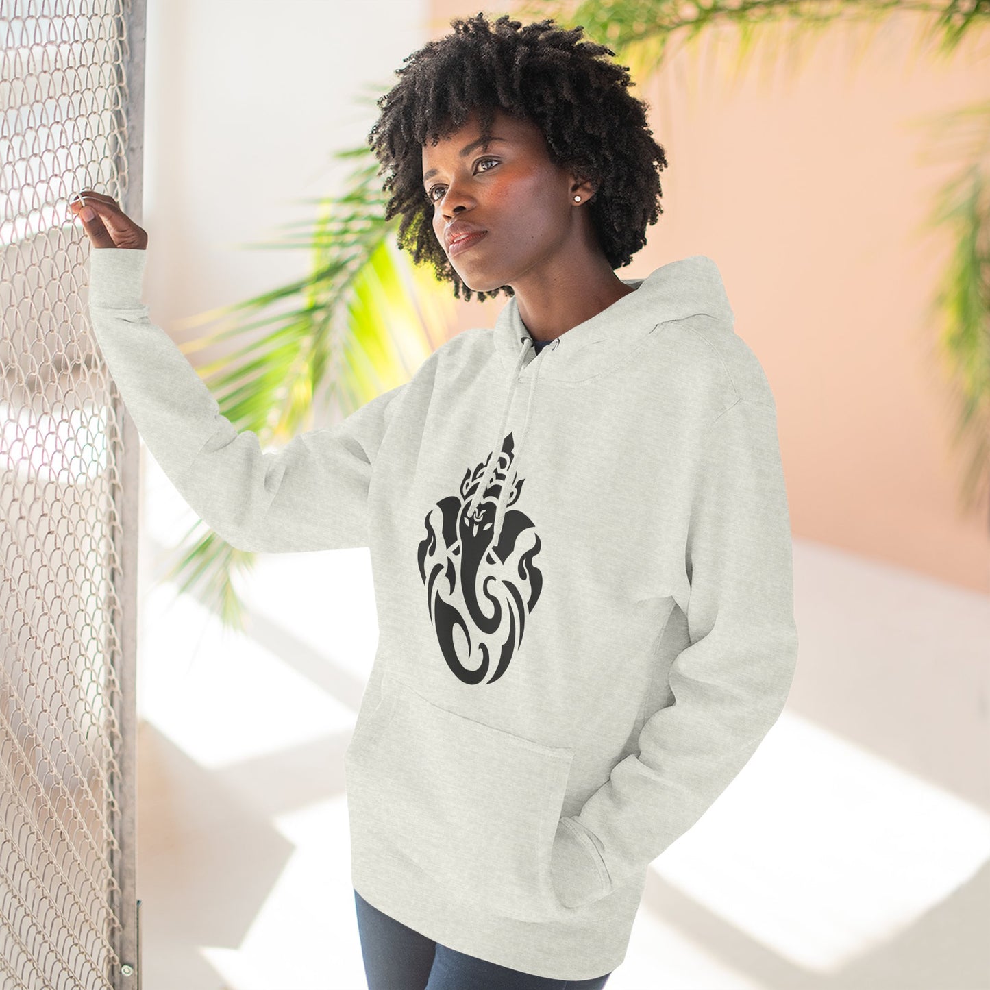 Ganesha Sweatshirt Fleece Hoodie Black, Women