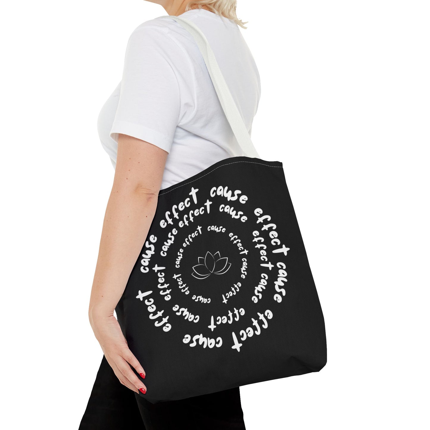 Karma Cause and Effect Tote Bag, Black