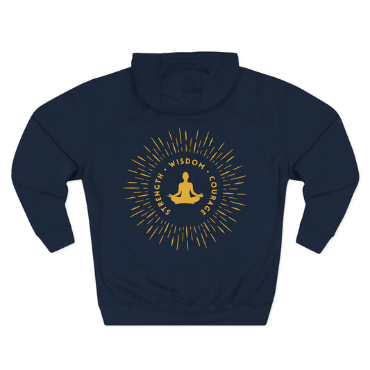 Strength, Wisdom & Courage Sweatshirt Fleece Hoodie Navy, Women