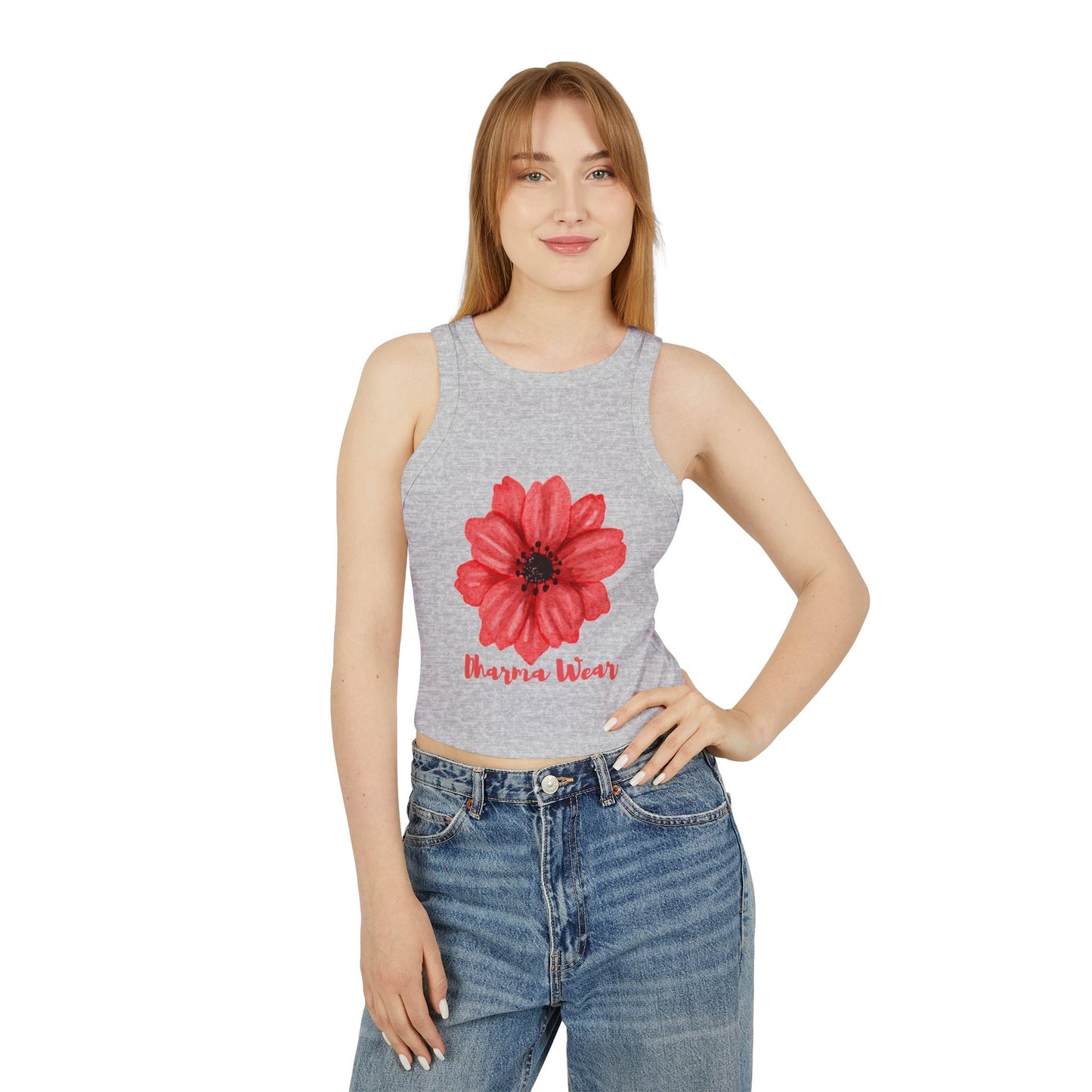 Dharma Wear Flower Yoga Tank Top, Solid Black