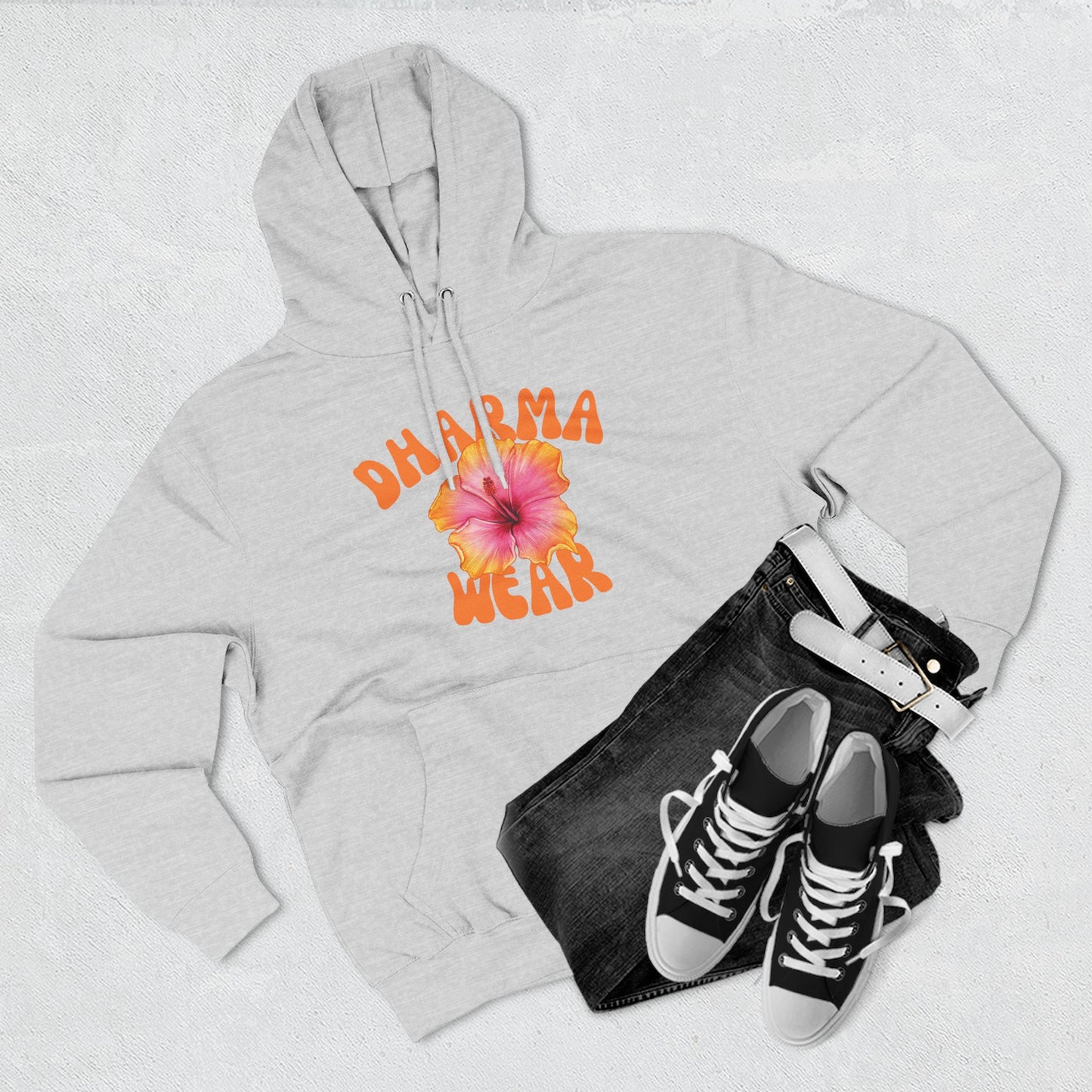 Hibiscus Flower Sweatshirt Fleece Hoodie White, Women