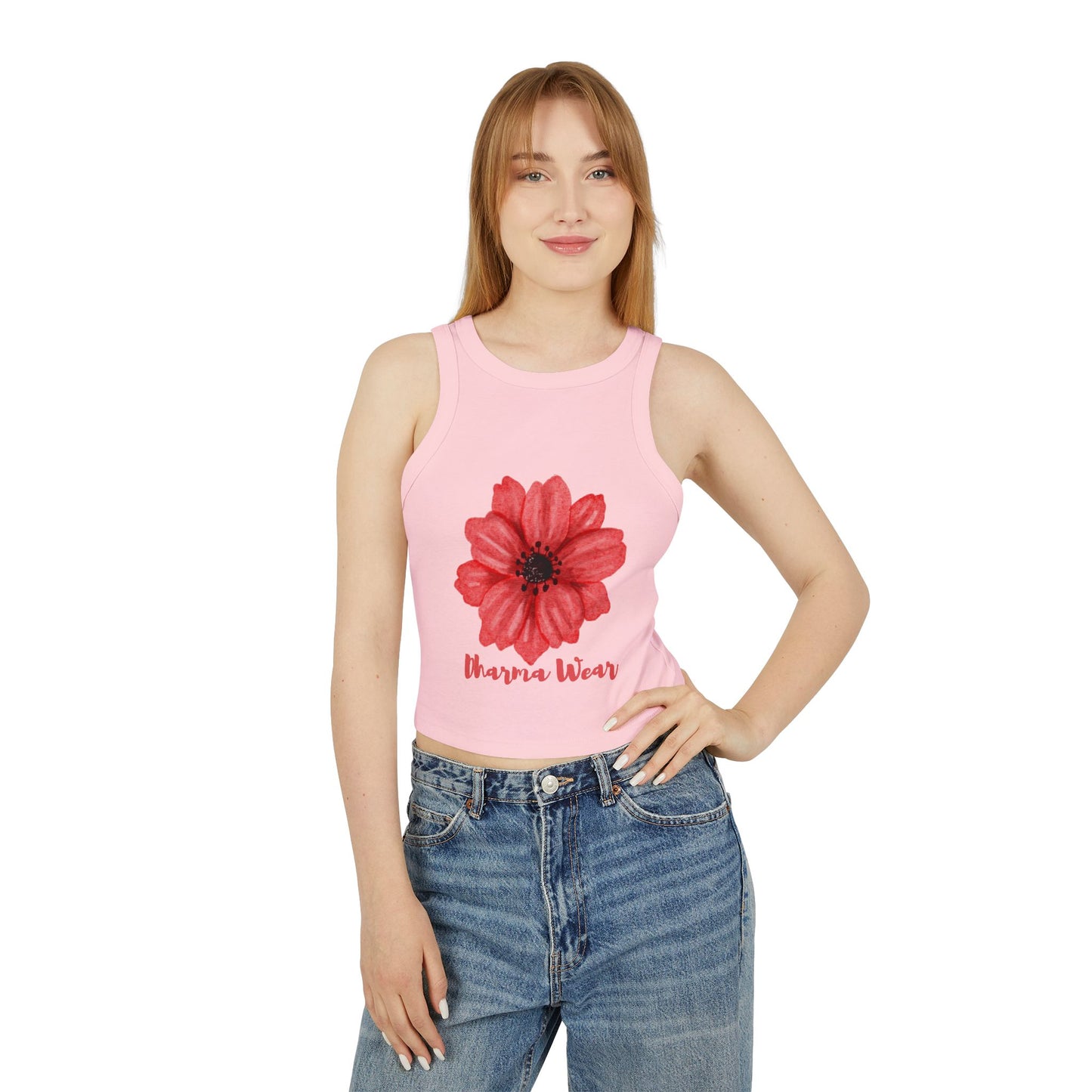 Dharma Wear Flower Yoga Tank Top, Solid Black