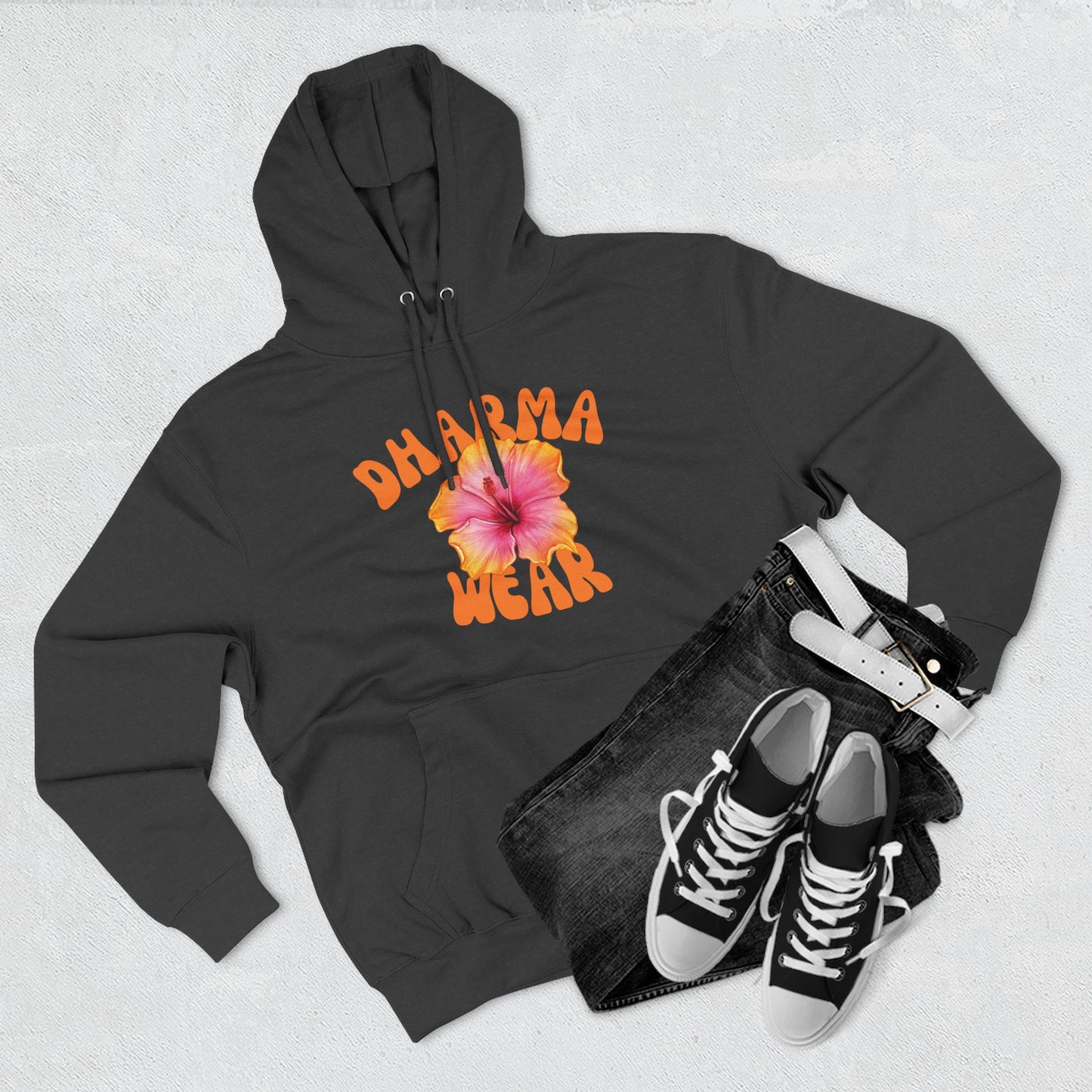 Hibiscus Flower Sweatshirt Fleece Hoodie White, Women