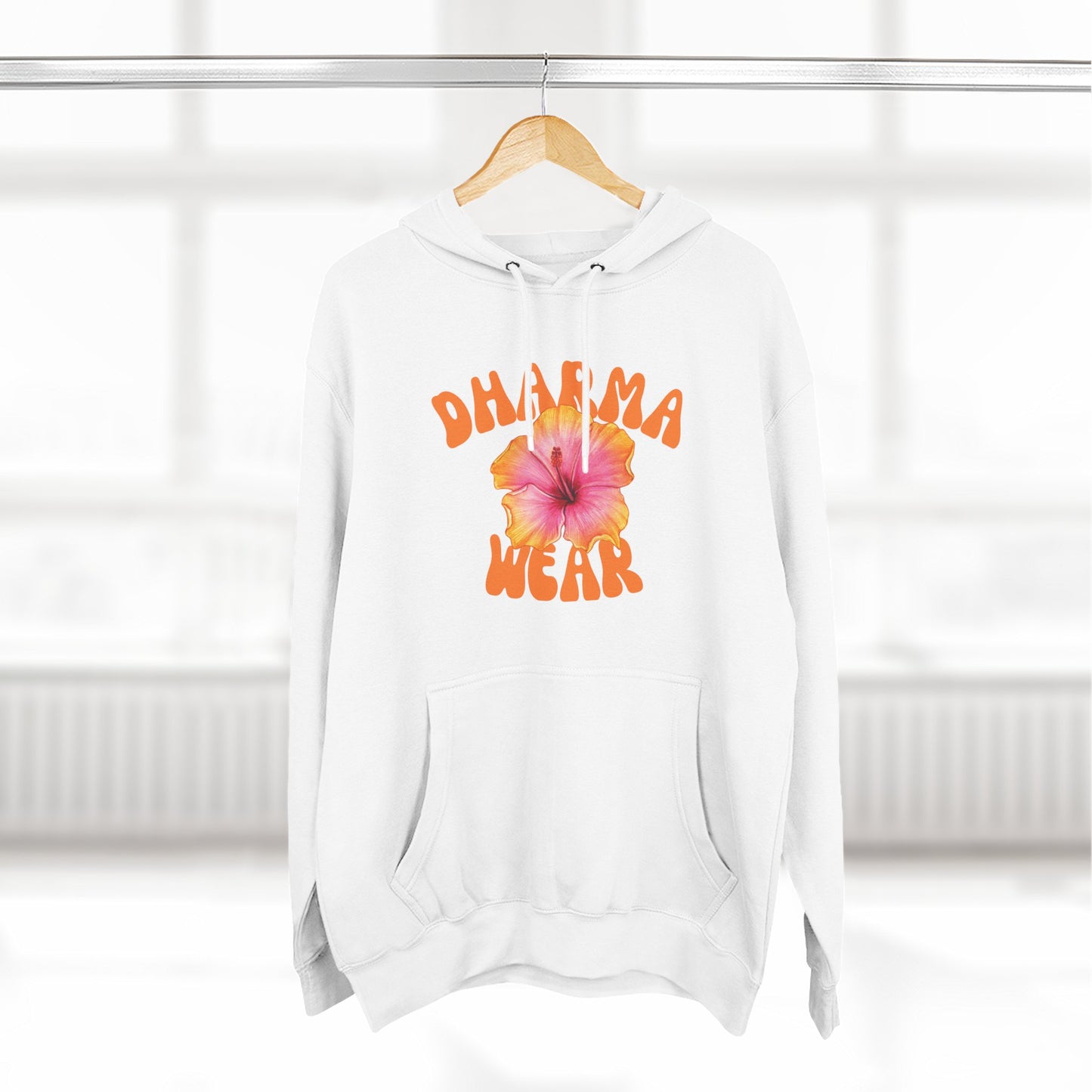 Hibiscus Flower Sweatshirt Fleece Hoodie White, Women