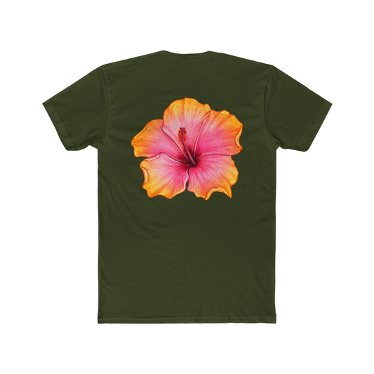 Hibiscus Flower Tee Solid Military Green, Men