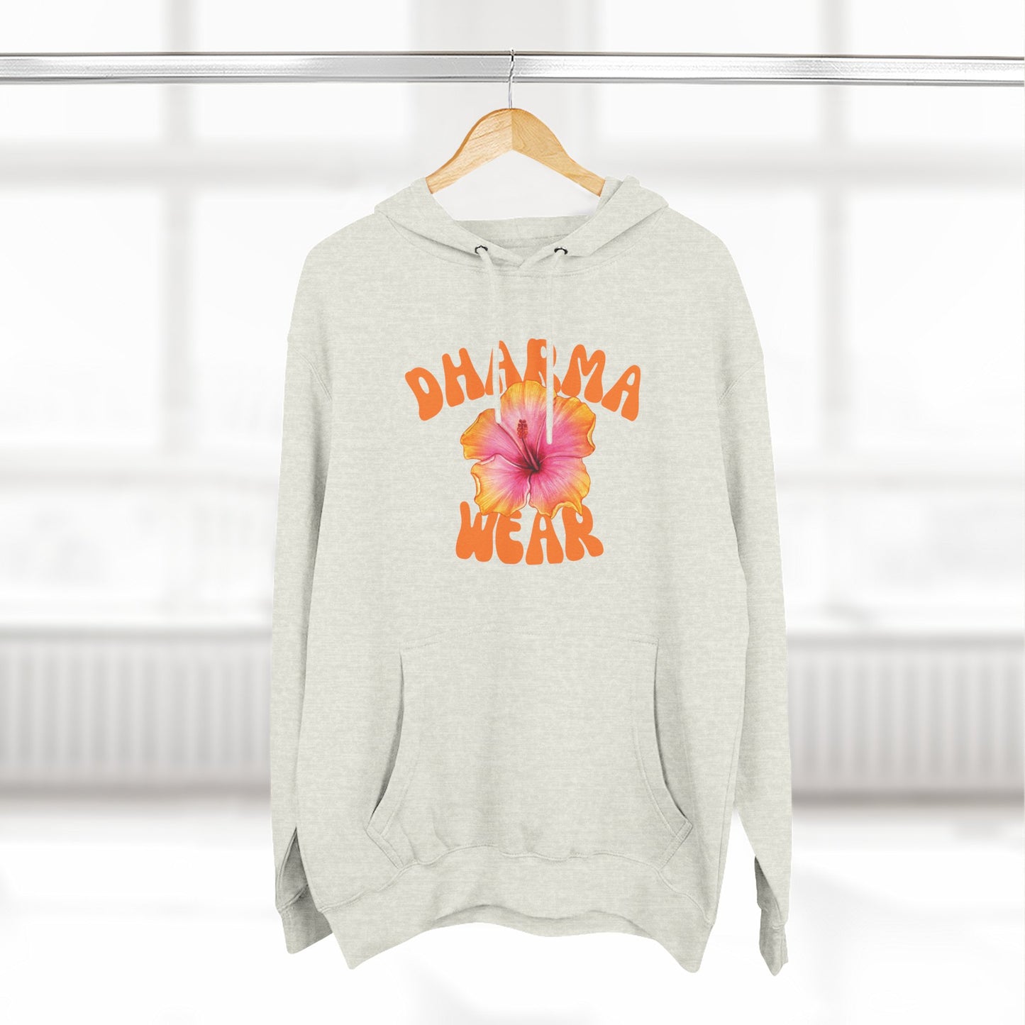 Hibiscus Flower Sweatshirt Fleece Hoodie White, Women
