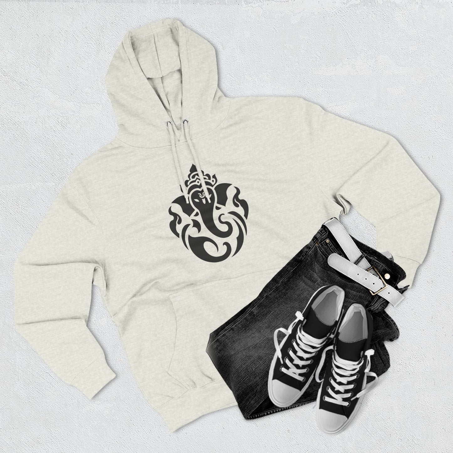 Ganesha Sweatshirt Fleece Hoodie Heather Grey, Women