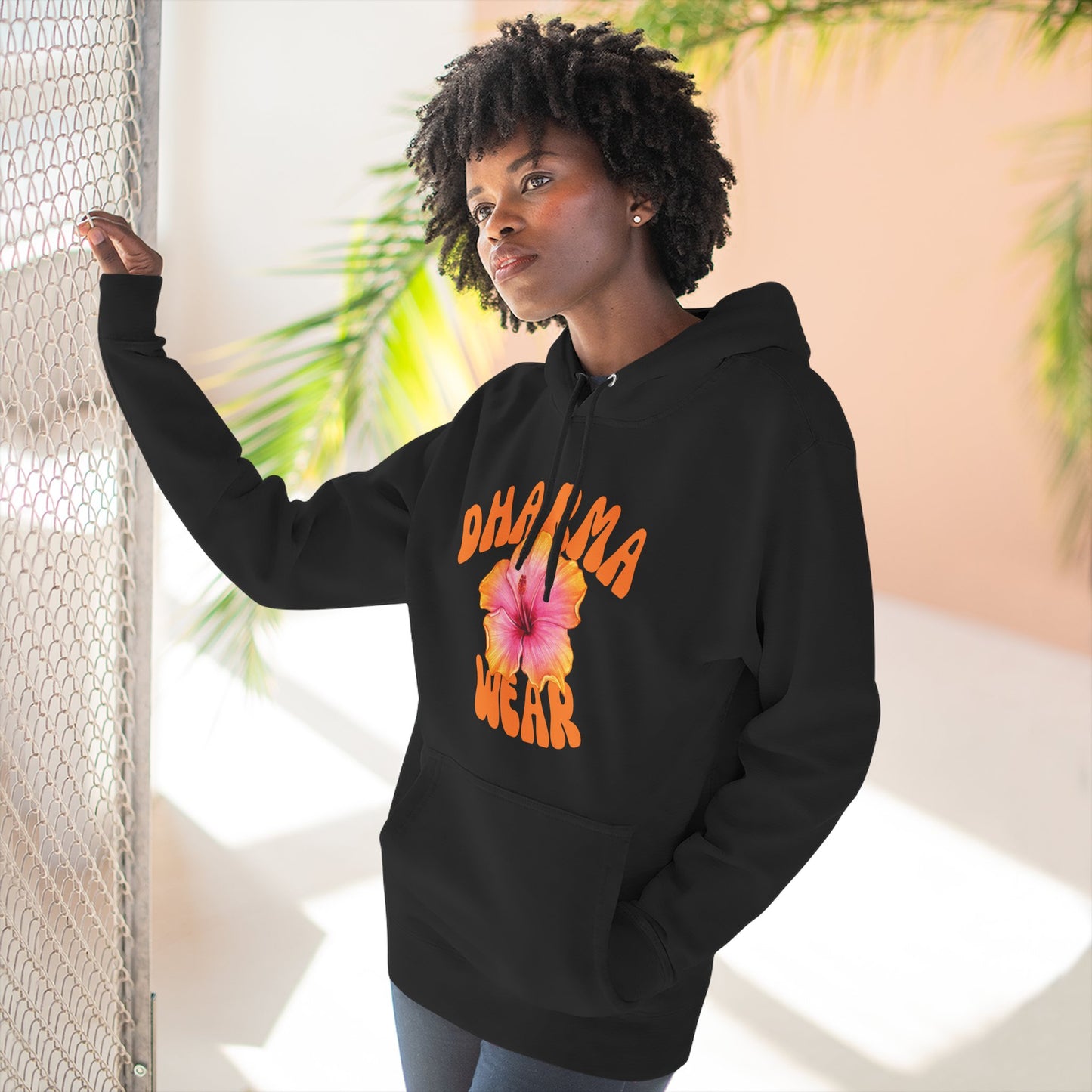 Hibiscus Flower Sweatshirt Fleece Hoodie White, Women